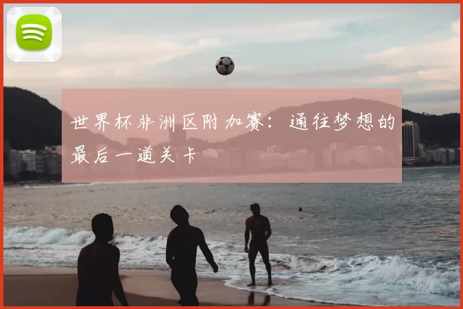 世界杯非洲区附加赛：通往梦想的最后一道关卡